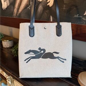 Longchamp Textured Canvas Bag with Black Accents